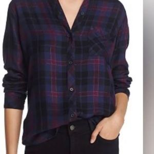 Rails -NWT Hunter" Plaid Button Down Flannel shirt in Midnight, Merlot & Gold XS